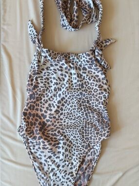 Lulu's Leopard Print One-Piece Swimsuit in Cream and Brown